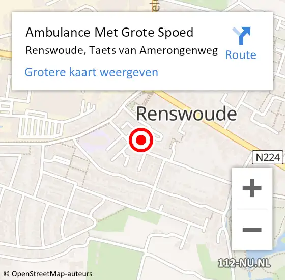 Locatie op kaart van de 112 melding: Ambulance Met Grote Spoed Naar Renswoude, Taets van Amerongenweg op 29 juli 2021 15:49