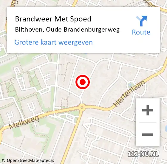 Locatie op kaart van de 112 melding: Brandweer Met Spoed Naar Bilthoven, Oude Brandenburgerweg op 29 juli 2021 15:51