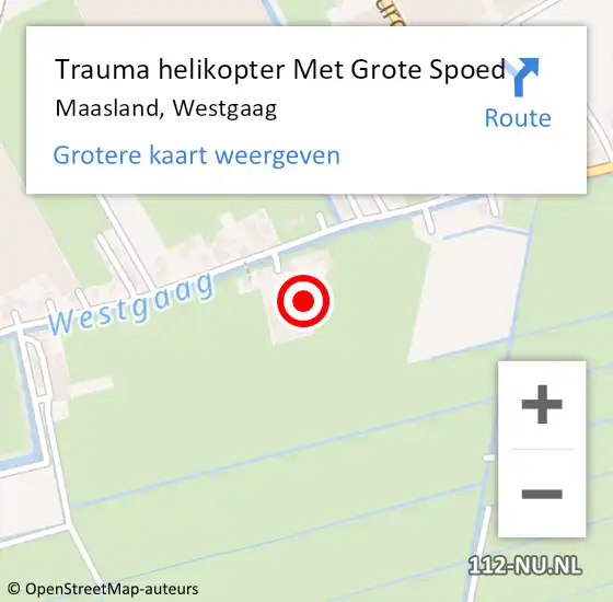 Locatie op kaart van de 112 melding: Trauma helikopter Met Grote Spoed Naar Maasland, Westgaag op 29 juli 2021 16:16