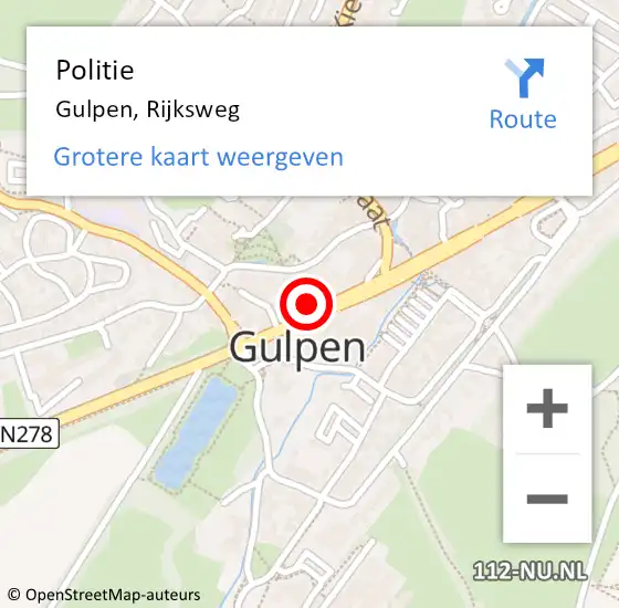 Locatie op kaart van de 112 melding: Politie Gulpen, Rijksweg op 29 juli 2021 16:47