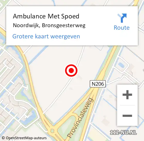 Locatie op kaart van de 112 melding: Ambulance Met Spoed Naar Noordwijk, Bronsgeesterweg op 29 juli 2021 16:57