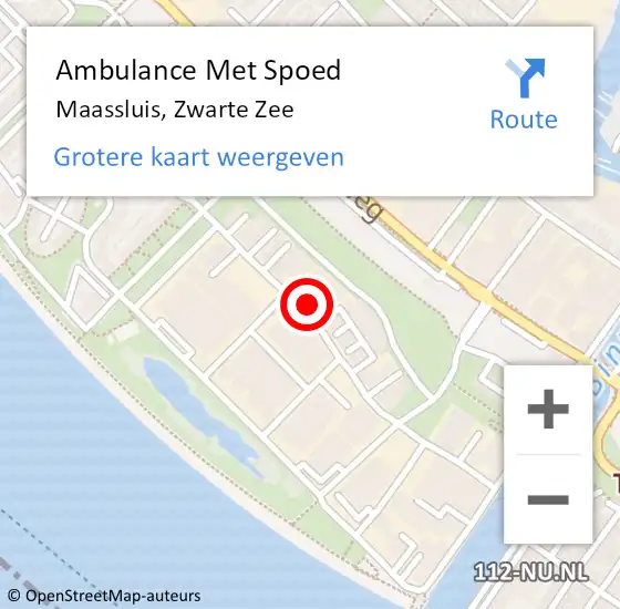 Locatie op kaart van de 112 melding: Ambulance Met Spoed Naar Maassluis, Zwarte Zee op 29 juli 2021 17:02