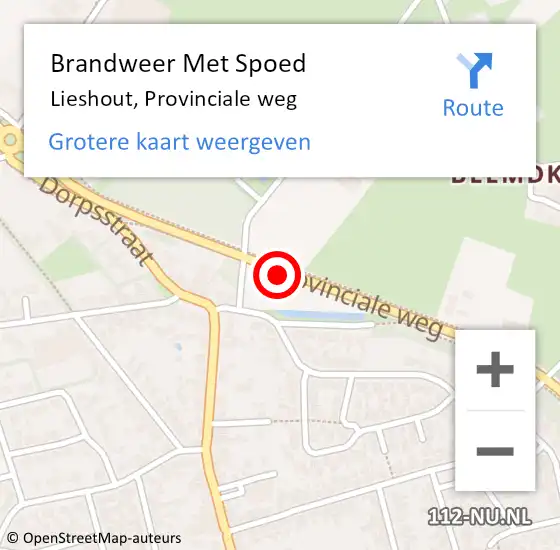 Locatie op kaart van de 112 melding: Brandweer Met Spoed Naar Lieshout, Provinciale weg op 29 juli 2021 17:04