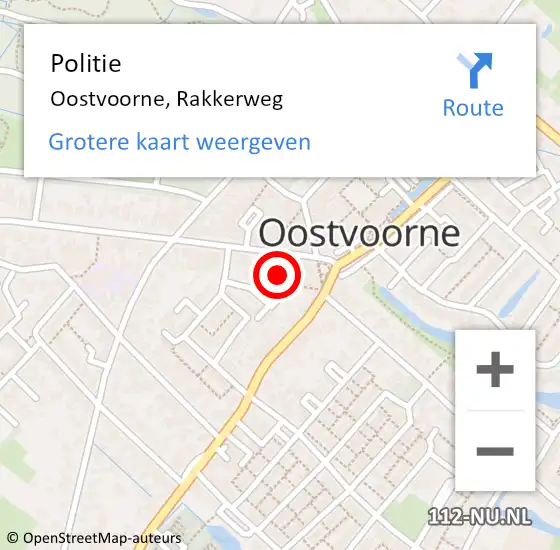 Locatie op kaart van de 112 melding: Politie Oostvoorne, Rakkerweg op 29 juli 2021 17:08