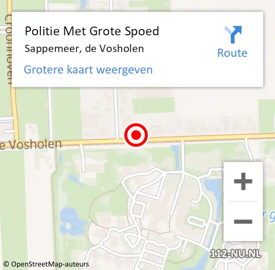 Locatie op kaart van de 112 melding: Politie Met Grote Spoed Naar Sappemeer, de Vosholen op 29 juli 2021 18:10
