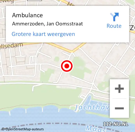 Locatie op kaart van de 112 melding: Ambulance Ammerzoden, Jan Oomsstraat op 29 juli 2021 18:36