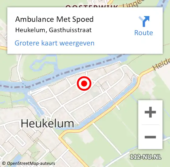 Locatie op kaart van de 112 melding: Ambulance Met Spoed Naar Heukelum, Gasthuisstraat op 29 juli 2021 18:42