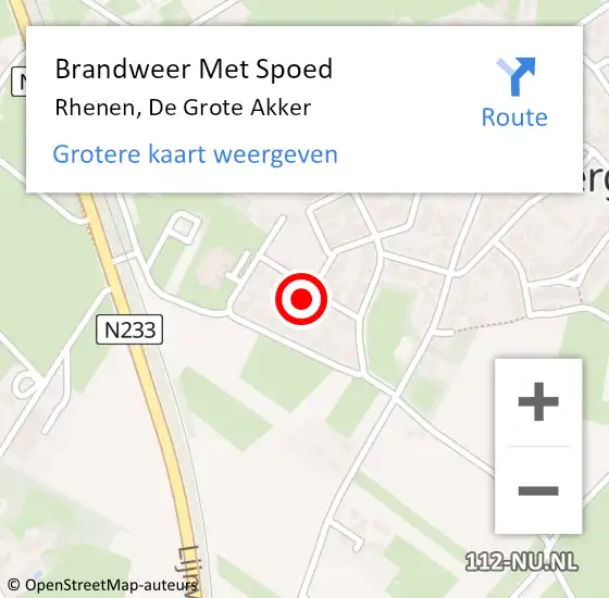 Locatie op kaart van de 112 melding: Brandweer Met Spoed Naar Rhenen, De Grote Akker op 29 juli 2021 18:44