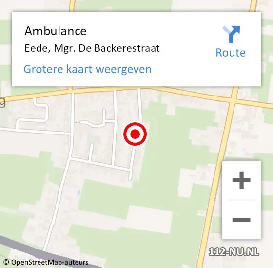 Locatie op kaart van de 112 melding: Ambulance Eede, Mgr. De Backerestraat op 18 juni 2014 09:28