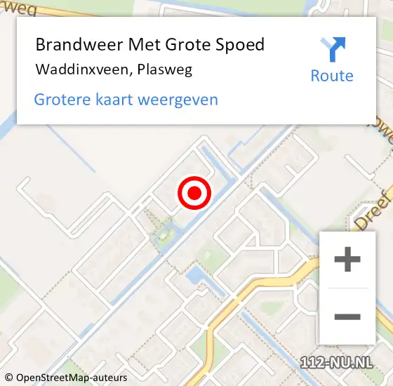 Locatie op kaart van de 112 melding: Brandweer Met Grote Spoed Naar Waddinxveen, Plasweg op 29 juli 2021 18:50