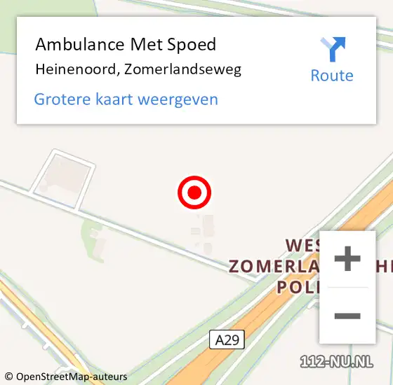 Locatie op kaart van de 112 melding: Ambulance Met Spoed Naar Heinenoord, Zomerlandseweg op 29 juli 2021 18:56