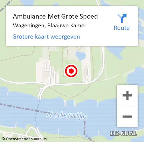 Locatie op kaart van de 112 melding: Ambulance Met Grote Spoed Naar Wageningen, Blaauwe Kamer op 29 juli 2021 19:37