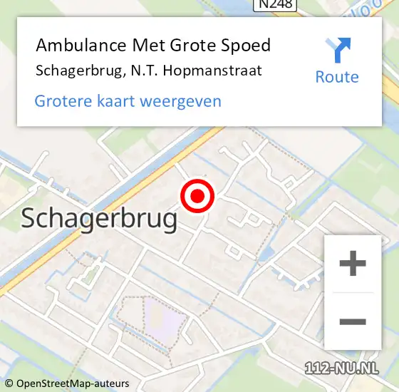 Locatie op kaart van de 112 melding: Ambulance Met Grote Spoed Naar Schagerbrug, N.T. Hopmanstraat op 29 juli 2021 20:02