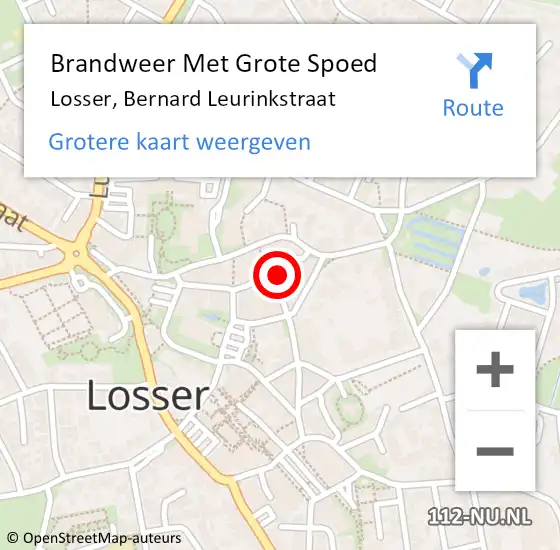 Locatie op kaart van de 112 melding: Brandweer Met Grote Spoed Naar Losser, Bernard Leurinkstraat op 29 juli 2021 20:07