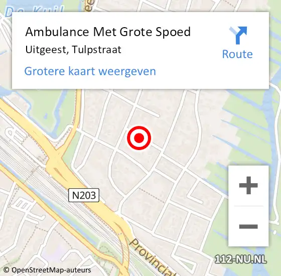 Locatie op kaart van de 112 melding: Ambulance Met Grote Spoed Naar Uitgeest, Tulpstraat op 29 juli 2021 20:11