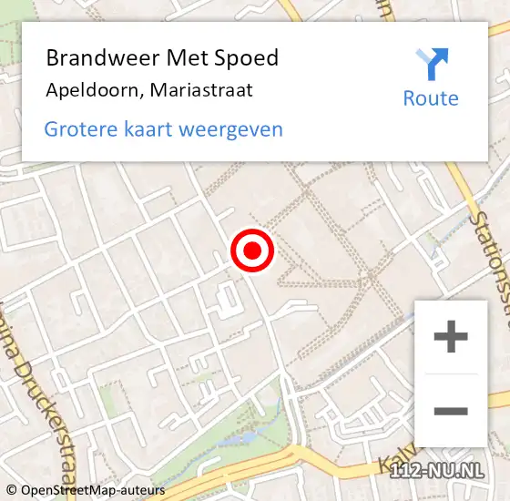 Locatie op kaart van de 112 melding: Brandweer Met Spoed Naar Apeldoorn, Mariastraat op 29 juli 2021 20:12