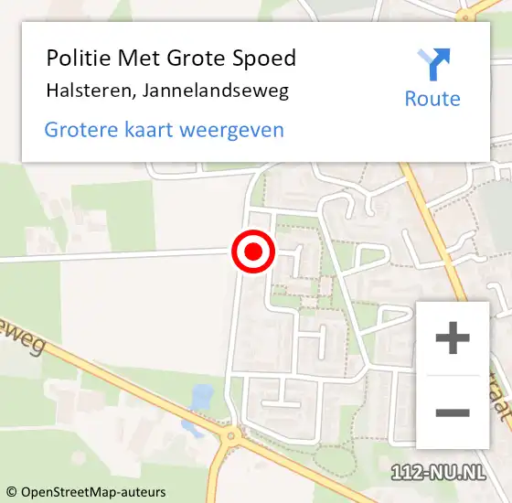 Locatie op kaart van de 112 melding: Politie Met Grote Spoed Naar Halsteren, Jannelandseweg op 29 juli 2021 20:37