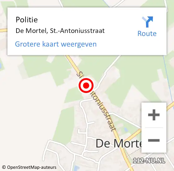 Locatie op kaart van de 112 melding: Politie De Mortel, St.-Antoniusstraat op 29 juli 2021 20:41