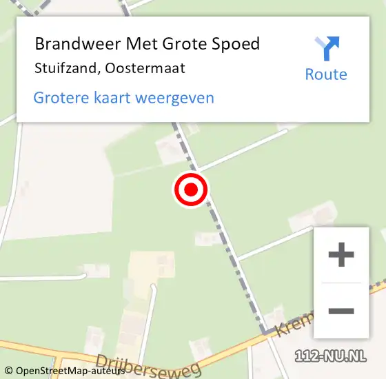 Locatie op kaart van de 112 melding: Brandweer Met Grote Spoed Naar Stuifzand, Oostermaat op 29 juli 2021 20:55