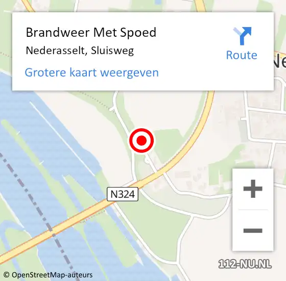 Locatie op kaart van de 112 melding: Brandweer Met Spoed Naar Nederasselt, Sluisweg op 29 juli 2021 20:58