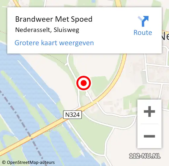 Locatie op kaart van de 112 melding: Brandweer Met Spoed Naar Nederasselt, Sluisweg op 29 juli 2021 21:05