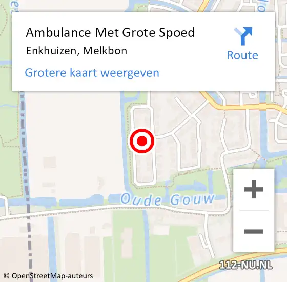 Locatie op kaart van de 112 melding: Ambulance Met Grote Spoed Naar Enkhuizen, Melkbon op 29 juli 2021 21:25