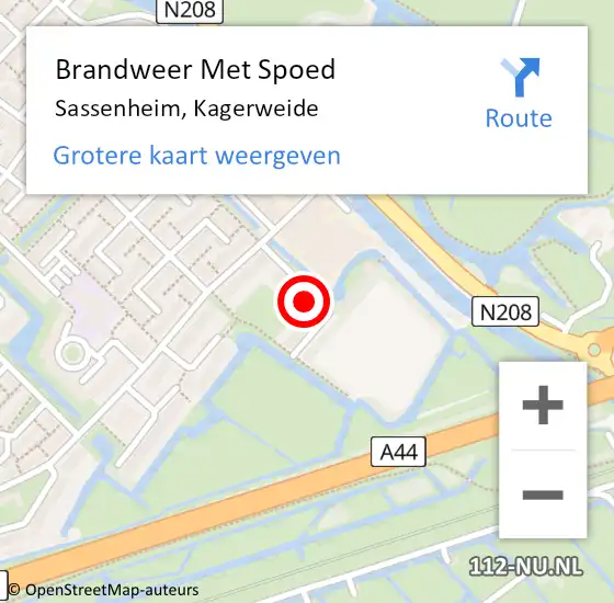 Locatie op kaart van de 112 melding: Brandweer Met Spoed Naar Sassenheim, Kagerweide op 29 juli 2021 21:30