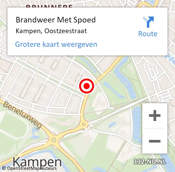 Locatie op kaart van de 112 melding: Brandweer Met Spoed Naar Kampen, Oostzeestraat op 29 juli 2021 21:59