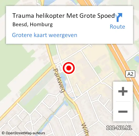 Locatie op kaart van de 112 melding: Trauma helikopter Met Grote Spoed Naar Beesd, Homburg op 29 juli 2021 22:01