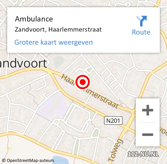 Locatie op kaart van de 112 melding: Ambulance Zandvoort, Haarlemmerstraat op 29 juli 2021 22:04