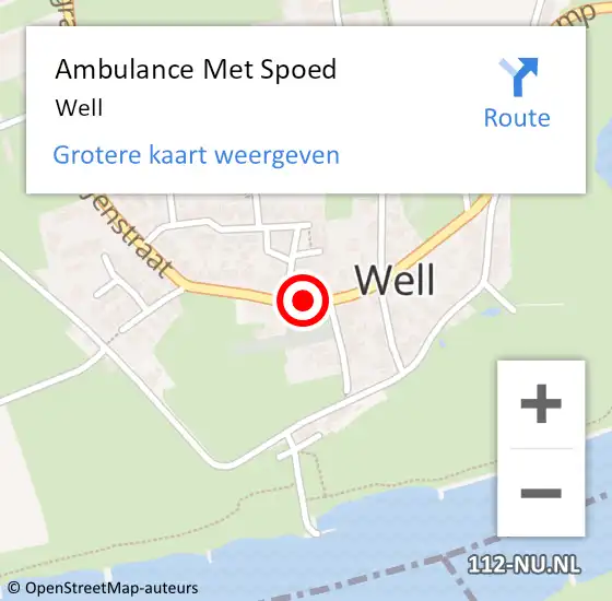 Locatie op kaart van de 112 melding: Ambulance Met Spoed Naar Well op 29 juli 2021 22:10