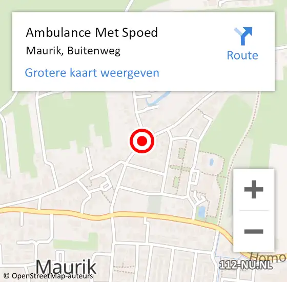 Locatie op kaart van de 112 melding: Ambulance Met Spoed Naar Maurik, Buitenweg op 29 juli 2021 22:14