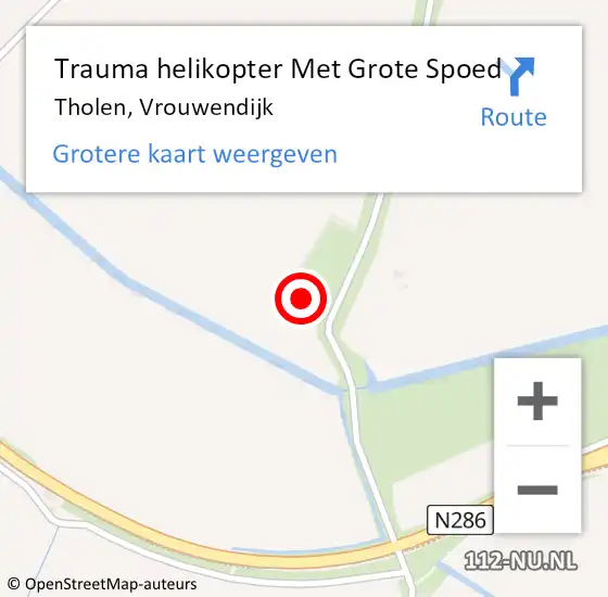 Locatie op kaart van de 112 melding: Trauma helikopter Met Grote Spoed Naar Tholen, Vrouwendijk op 29 juli 2021 22:15