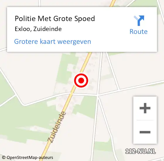 Locatie op kaart van de 112 melding: Politie Met Grote Spoed Naar Exloo, Zuideinde op 29 juli 2021 22:28