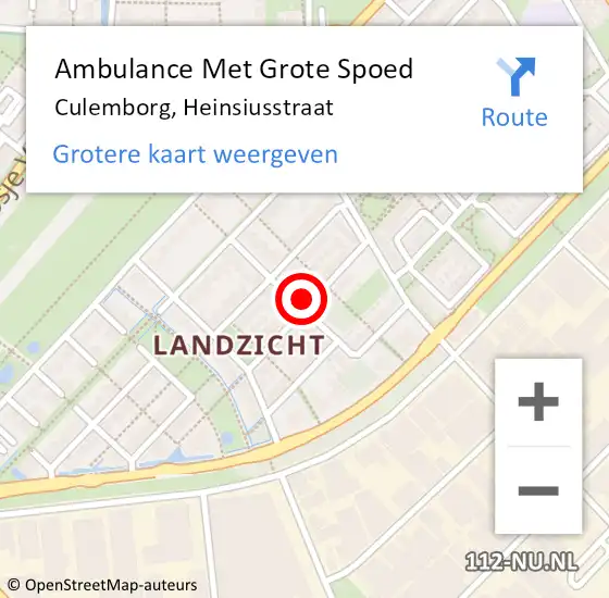 Locatie op kaart van de 112 melding: Ambulance Met Grote Spoed Naar Culemborg, Heinsiusstraat op 29 juli 2021 22:38
