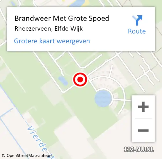 Locatie op kaart van de 112 melding: Brandweer Met Grote Spoed Naar Rheezerveen, Elfde Wijk op 29 juli 2021 22:43