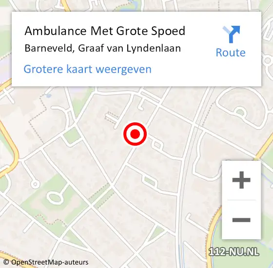 Locatie op kaart van de 112 melding: Ambulance Met Grote Spoed Naar Barneveld, Graaf van Lyndenlaan op 29 juli 2021 22:57