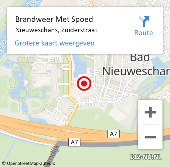 Locatie op kaart van de 112 melding: Brandweer Met Spoed Naar Nieuweschans, Zuiderstraat op 29 juli 2021 23:18