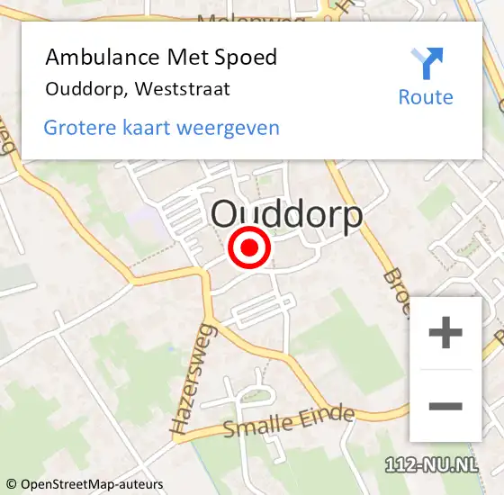 Locatie op kaart van de 112 melding: Ambulance Met Spoed Naar Ouddorp, Weststraat op 29 juli 2021 23:42