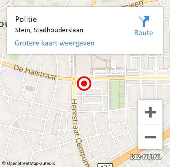 Locatie op kaart van de 112 melding: Politie Stein, Stadhouderslaan op 29 juli 2021 23:46