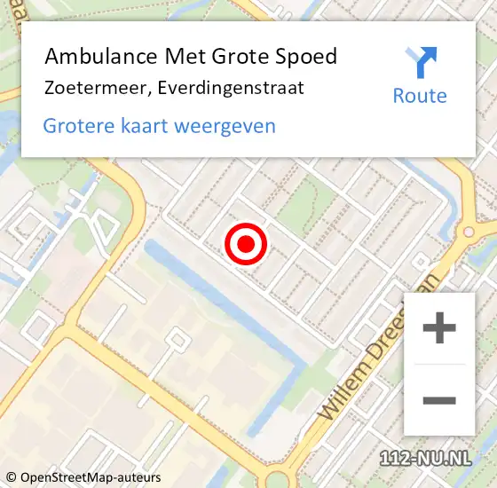 Locatie op kaart van de 112 melding: Ambulance Met Grote Spoed Naar Zoetermeer, Everdingenstraat op 30 juli 2021 00:45