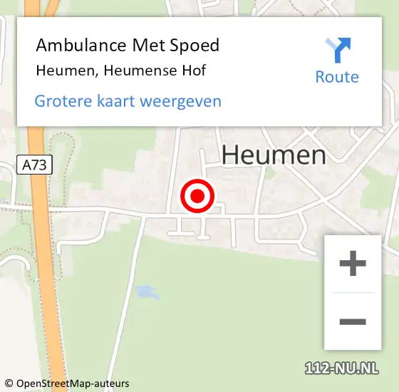 Locatie op kaart van de 112 melding: Ambulance Met Spoed Naar Heumen, Heumense Hof op 30 juli 2021 00:49