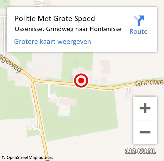 Locatie op kaart van de 112 melding: Politie Met Grote Spoed Naar Ossenisse, Grindweg naar Hontenisse op 30 juli 2021 00:53