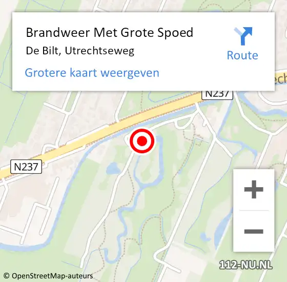 Locatie op kaart van de 112 melding: Brandweer Met Grote Spoed Naar De Bilt, Utrechtseweg op 30 juli 2021 01:25