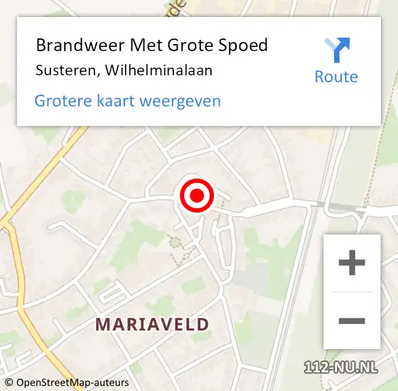 Locatie op kaart van de 112 melding: Brandweer Met Grote Spoed Naar Susteren, Wilhelminalaan op 30 juli 2021 01:30