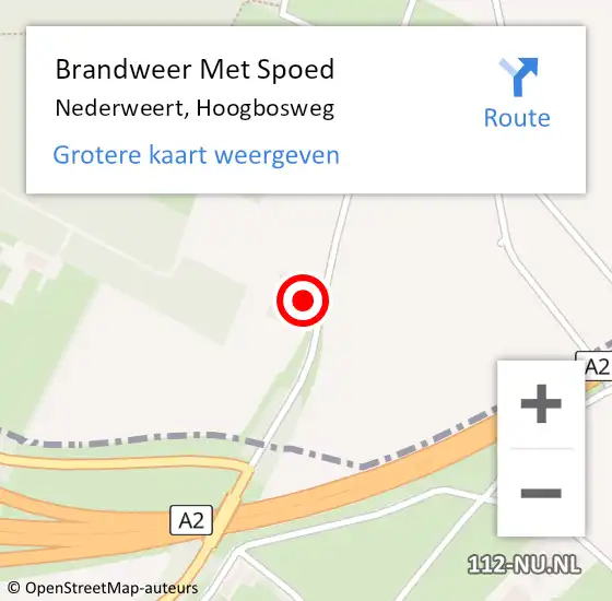 Locatie op kaart van de 112 melding: Brandweer Met Spoed Naar Nederweert, Hoogbosweg op 30 juli 2021 02:28