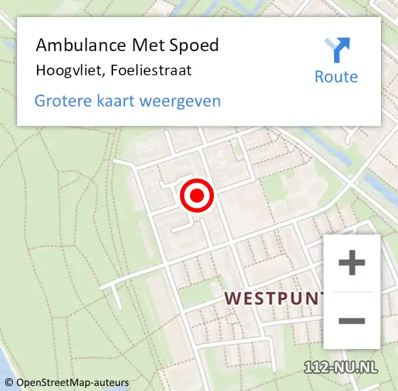 Locatie op kaart van de 112 melding: Ambulance Met Spoed Naar Hoogvliet, Foeliestraat op 30 juli 2021 02:42