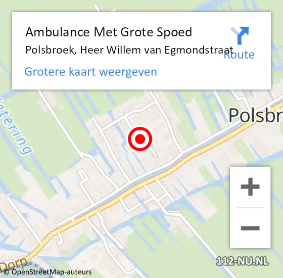 Locatie op kaart van de 112 melding: Ambulance Met Grote Spoed Naar Polsbroek, Heer Willem van Egmondstraat op 30 juli 2021 02:52