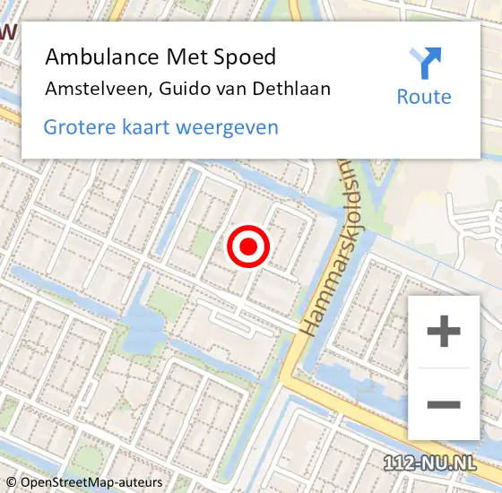 Locatie op kaart van de 112 melding: Ambulance Met Spoed Naar Amstelveen, Guido van Dethlaan op 30 juli 2021 02:53