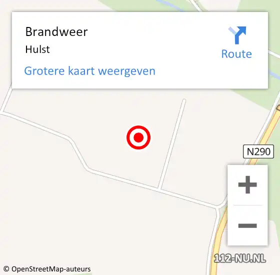 Locatie op kaart van de 112 melding: Brandweer Hulst op 30 juli 2021 03:01